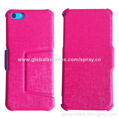 Slim Leather Book Covers for iPhone 5C with Stand Feature, Wallet Design
